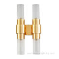 Double end lighting copper glass tube wall lamp